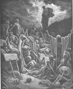 Gustav Dore's Valley of the Dry Bones.  1866. Public Domain.