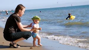 getting his feet wet